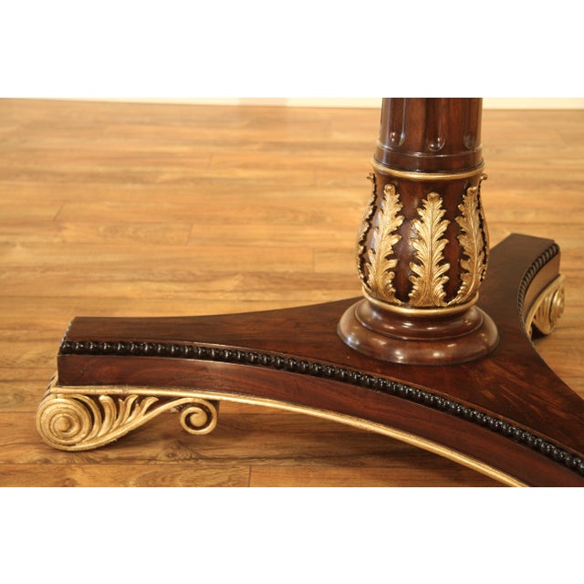 Large and Robust Neoclassical Mahogany Dining Table With Gold Leaf. New American Finish, Immaculate For Sale - Image 12 of 17