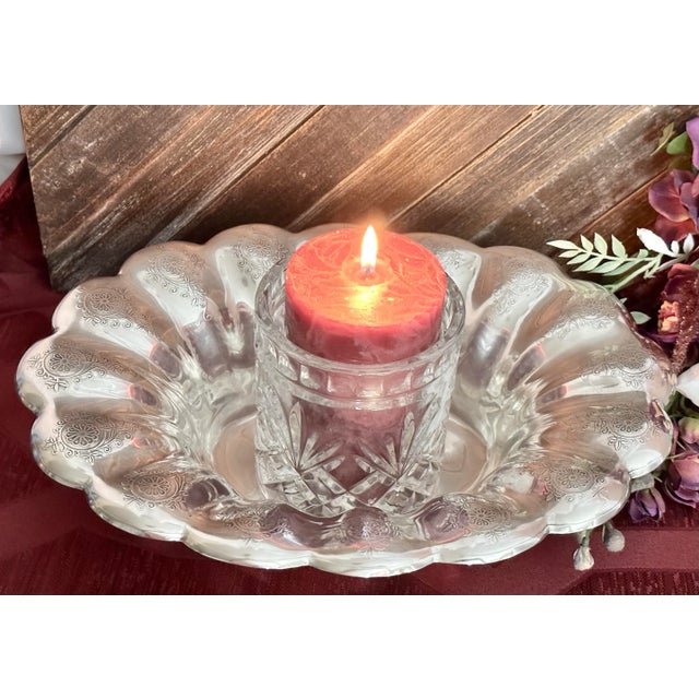 Mid 20th Century Sterling Silver Bowl Vintage Centerpiece Fruit Bowl Etched For Sale - Image 5 of 11