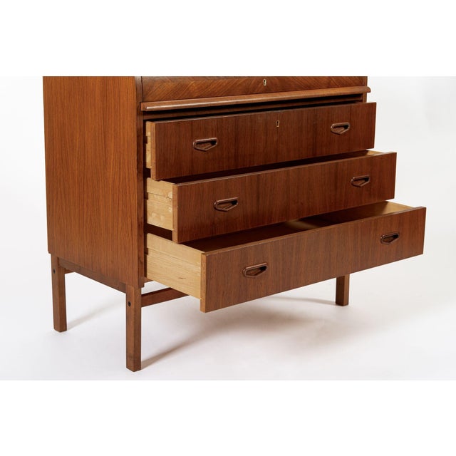 Mid Century Swedish Teak Rolltop Secretary Desk by Egon Ostergaard For Sale - Image 12 of 13