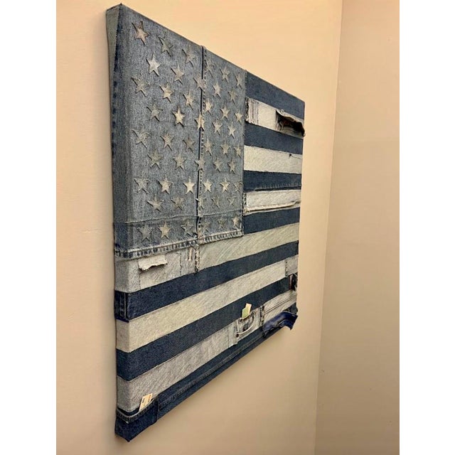 Jean Jacques de la Verriere, Vintage 1970s Pop Art Americana Patriotic American Flag Denim Jeans Hand Sewn For Sale In Miami - Image 6 of 12