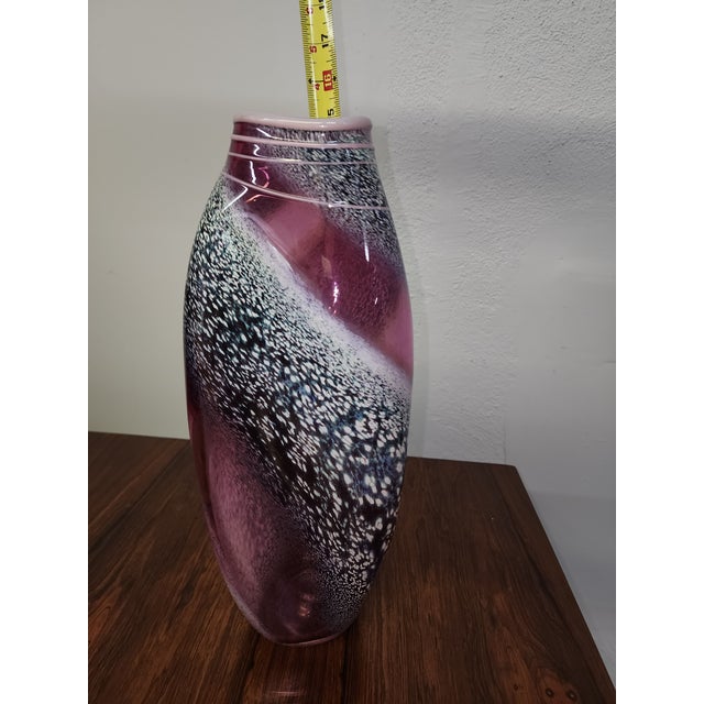 Tom Philabaum Studio Glass Vase 1985 Early Carbon Series Hand-Blown Large 15 1/2 Inches Tall! For Sale - Image 13 of 14