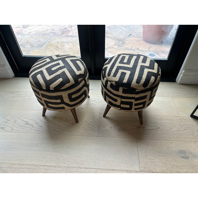African Kuba Cloth Ottoman - Pair For Sale - Image 4 of 5