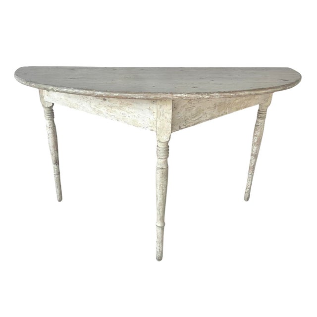 Early 19th Century Gustavian Painted Demilune Console Tables, a Pair For Sale - Image 9 of 12