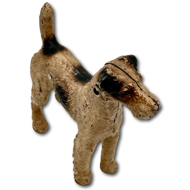 Very Rare Oversize 1930s Hubley #387 Standing Full Figure Fox Terrier Cast Iron Dog Doorstop - 10 Inches Tall X 12 Inches Long For Sale - Image 11 of 18