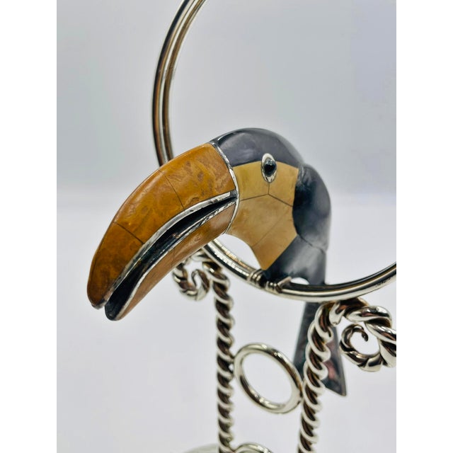 1980s Emilia Castillo Silver-Plated Toucan Candlestick With Onyx Inlay, Taxco Mexico For Sale - Image 13 of 18