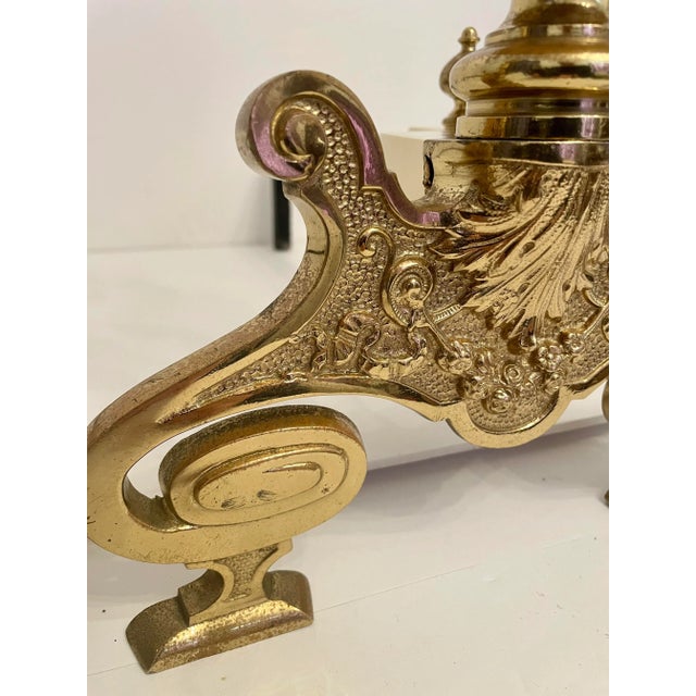Brass Rococo Revival Andirons For Sale - Image 9 of 12