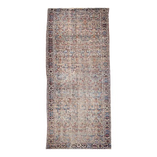 Antique Caucasian Karabagh Gallery Rug, Handwoven Pistachio Green & Yellow, 1850s, 7' x 19' For Sale