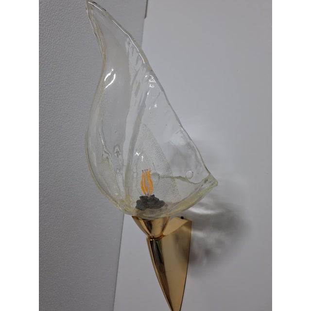Ivory Wall Lamps in Brass Structure and Murano Glass from La Murrina, 1980s, Set of 2 For Sale - Image 8 of 9
