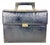 Vintage Chic De Paris Black Ostrich Embossed Leather Top Handle Portfolio Bag For Sale