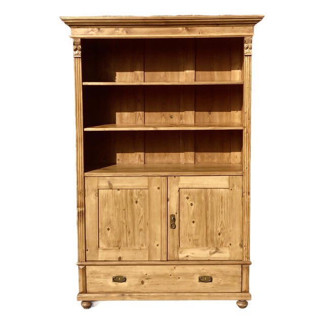 Pine Bookcase With Half Doors From Armoire For Sale