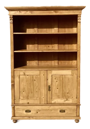 Pine Bookcase With Half Doors From Armoire