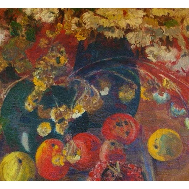 Vintage Floral Still Life Oil Painting, Soviet Ukrainian Art, 1970s 80-90 For Sale - Image 6 of 6