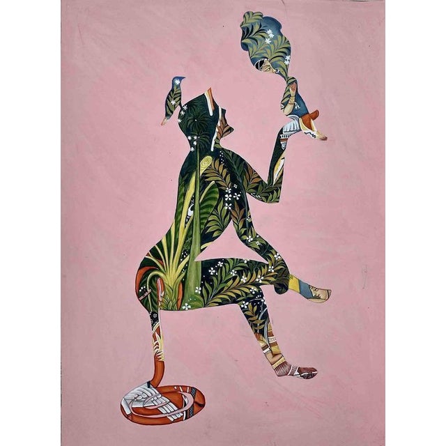 "Interaction" is a painting realized by Indian artist Vagaram Choudhary in 2024. Painting Medium : Natural pigment on...