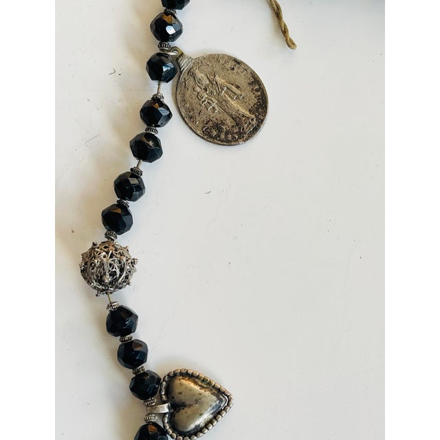 Metal Gorgeous Antique Silver Filigree Catholic Rosary Religious For Sale - Image 7 of 8