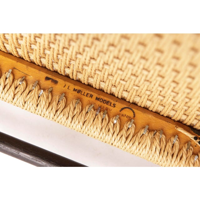 Mid-Century Danish Black Model 56 Armchair with Woven Seat by Niels Otto (N. O.) Møller for J. L. Møllers, 1960s For Sale - Image 6 of 10