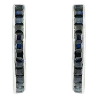 Modernist Blue Sapphire Earrings in 925 Sterling Silver for Mom's Gift- 2 Pieces For Sale