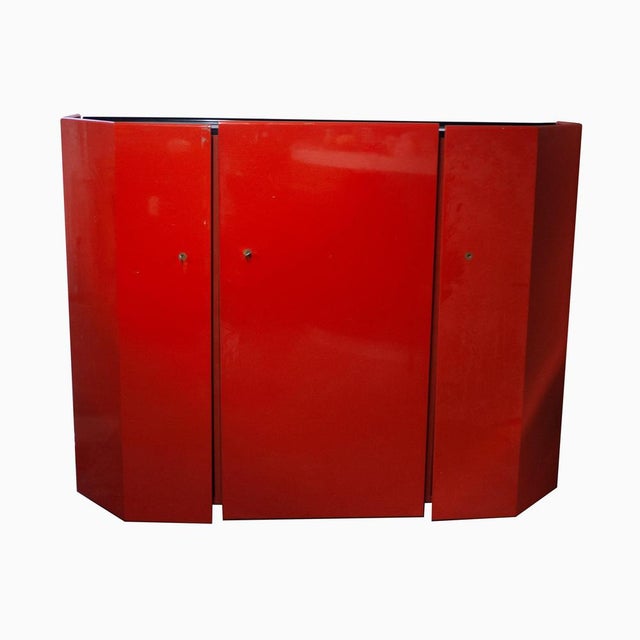 Bramante red sideboard designed by notable Japanese designer Kazuhide Takahama in the 1970s for Ultrarazionale collection...