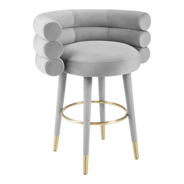 Betty Grey Velvet Counter Stool For Sale
