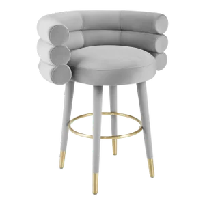 Betty Grey Velvet Counter Stool