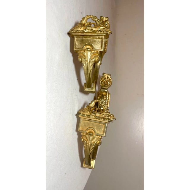 19th Century Antique Ornate Victorian Gold Dore Bronze Curtain Rod Holder Tiebacks Brackets For Sale - Image 5 of 9