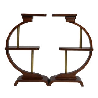 1970s Mid-Century Modern Teak and Brass Stands or Side Tables For Sale