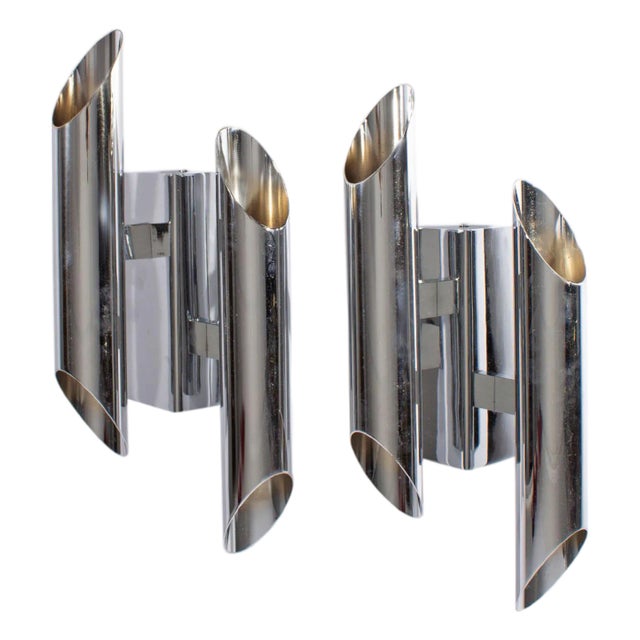 Gianni Celada Fontana Arte Chrome Sconces For Sale