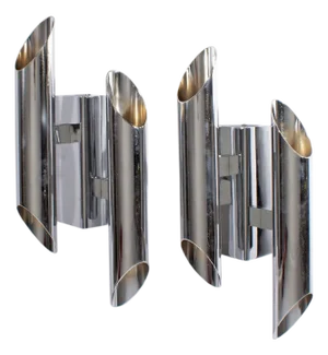 Gianni Celada Fontana Arte Chrome Sconces