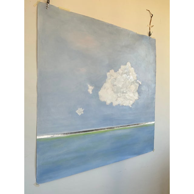 Contemporary Cloud With Blue Sky and Silver Horizon Original Art by Natalie Mitchell/Sette Design For Sale - Image 3 of 7