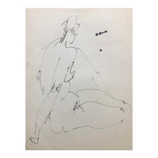 1950s Modern Female Nude Ink Drawing For Sale