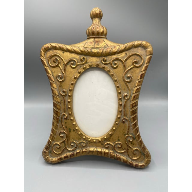 Early 20th Century Vintage CBK Ltd. Ornate Gold Baroque Style 4x6 Tabletop Picture Frame For Sale - Image 5 of 6