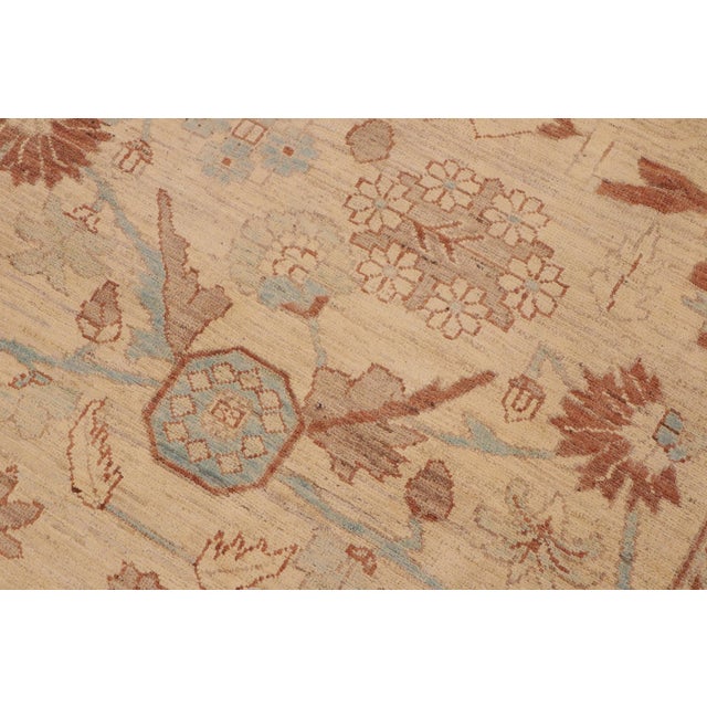 1990s Classic Ziegler Beige Blue Hand-Knotted Wool Rug - 9'1'' X 11'3'' For Sale - Image 5 of 8
