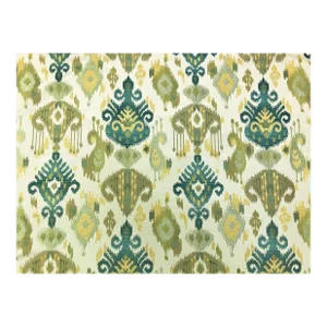 Teal Olive Green Yellow Beige Tribal Ethnic Ikat Upholstery Drapery Fabric
