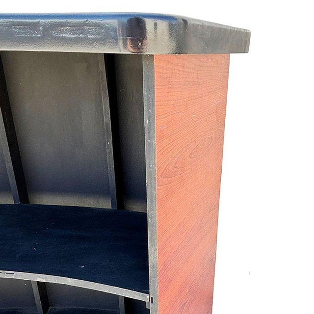 Black Bespoke Modernist Curved Walnut Dry Bar W/ Black Lacquer Top For Sale - Image 8 of 8