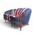 Vintage Union Jack Upholstered Sofa With Ornate Carved Wood Frame For Sale - Image 13 of 18