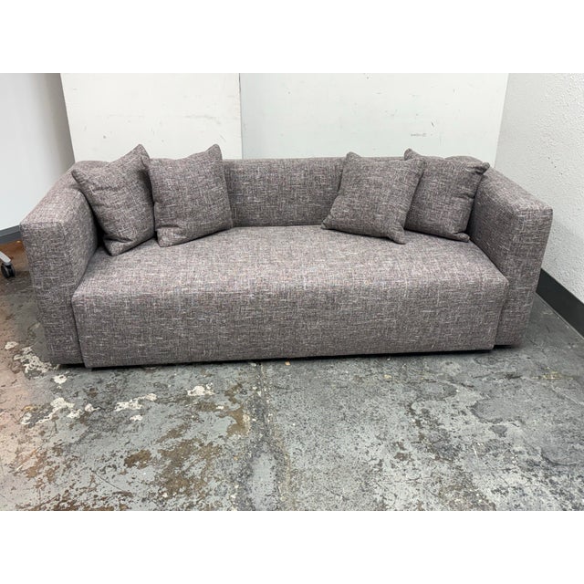 Design Plus Gallery presents a NEW Bespoke Breuer Linen Sofa. This sofa is upholstered in textured gray-toned linen with a...