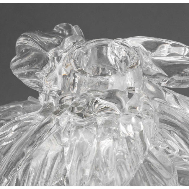 Glass Murano Clear Art Glass Palm Tree Candlesticks, 2 For Sale - Image 7 of 10