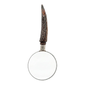 Antique English Sterling & Natural Stag Horn Hand Magnifying Glass