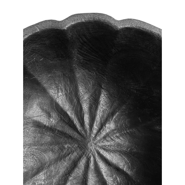 Modern Black Scallop Teak Wood Bowl For Sale In Los Angeles - Image 6 of 9