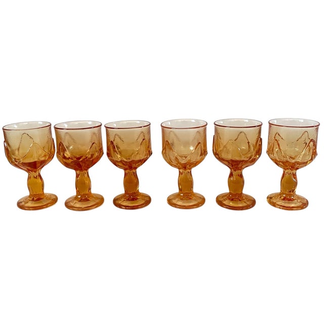 Mid-Century Modern Vintage MCM Franciscan Tiffin Glass Cabaret Yellow Cornsilk Goblets Set of 6 For Sale - Image 3 of 6