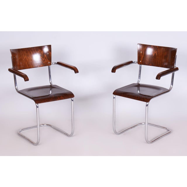 Bauhaus Chairs in Beech by R. Slezák, 1930s, Set of 2 For Sale - Image 11 of 11