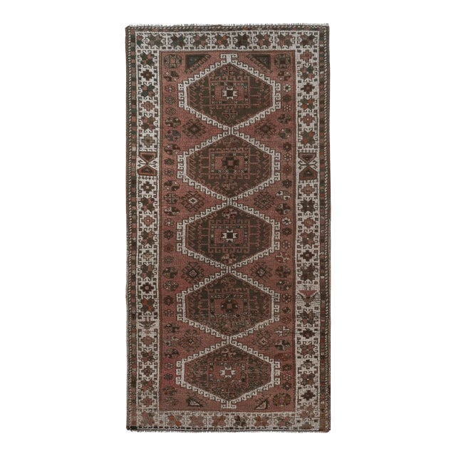 Kurdish Hand-Knotted Distressed Tribal Runner 4'4'' X 8'7'' For Sale