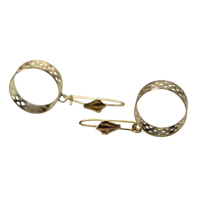 The Shandons: Ladies Delicate 14K Gold Dangler Earrings, 2 Pieces For Sale