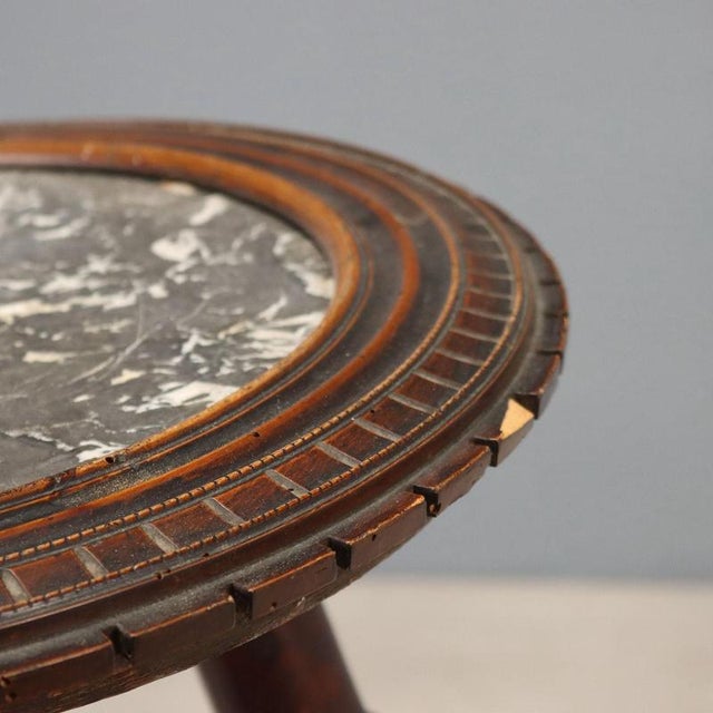 Swiss Pine Side Table with Black Marble Top For Sale - Image 3 of 8