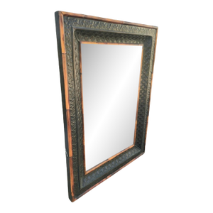 Vintage Large Bamboo Metal Rustic Dark Rectangular Regency Wall Mirror