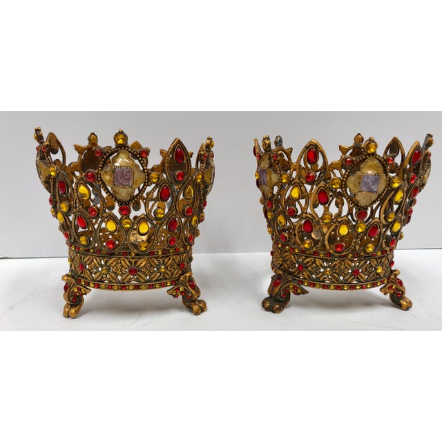 Gold Jeweled Candle Holders Set of 2 Chairish