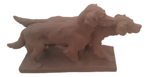 Irish Setter Dogs in Brown Earthenware from Karlsruher Majolika