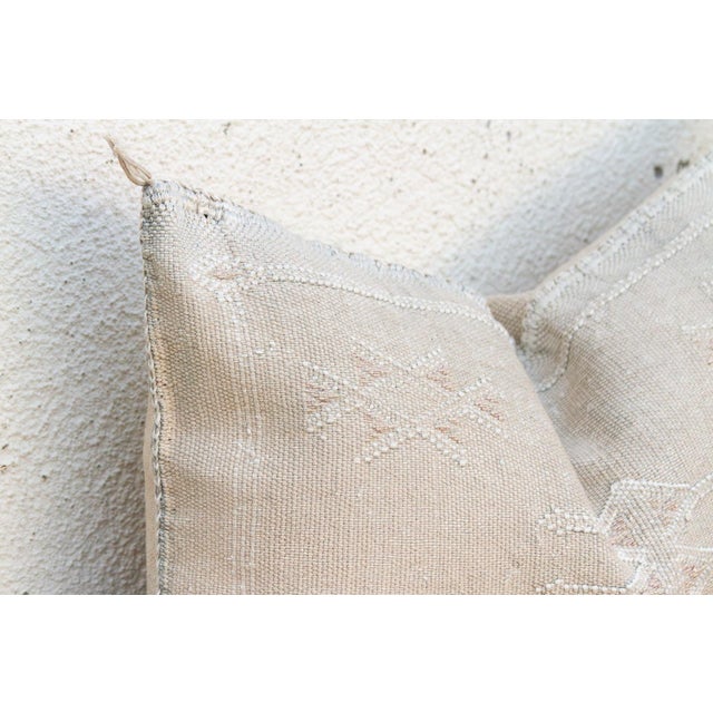 1990s Ivory Star Cluster Lumbar Moroccan Silk Pillow For Sale - Image 5 of 10