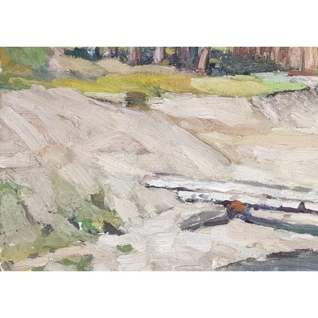 1960s Ukrainian Impressionism Painting, Rural Landscape Oil on Cardboard, 1967 50-70 For Sale - Image 5 of 6