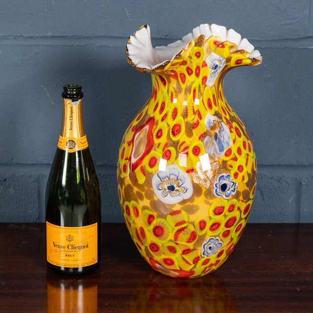 Vintage Italian Hand Blown Millefiori Glass Vase, Murano, 1990s For Sale - Image 3 of 9