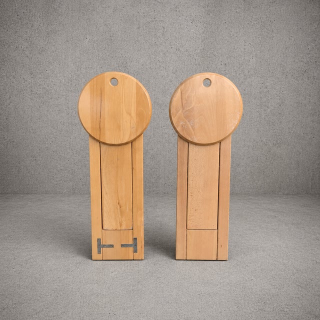 Mid-Century Modern Vintage Suzy Folding Stools in Beech by Adrian Reed, 1980s, Set of 2 For Sale - Image 3 of 14